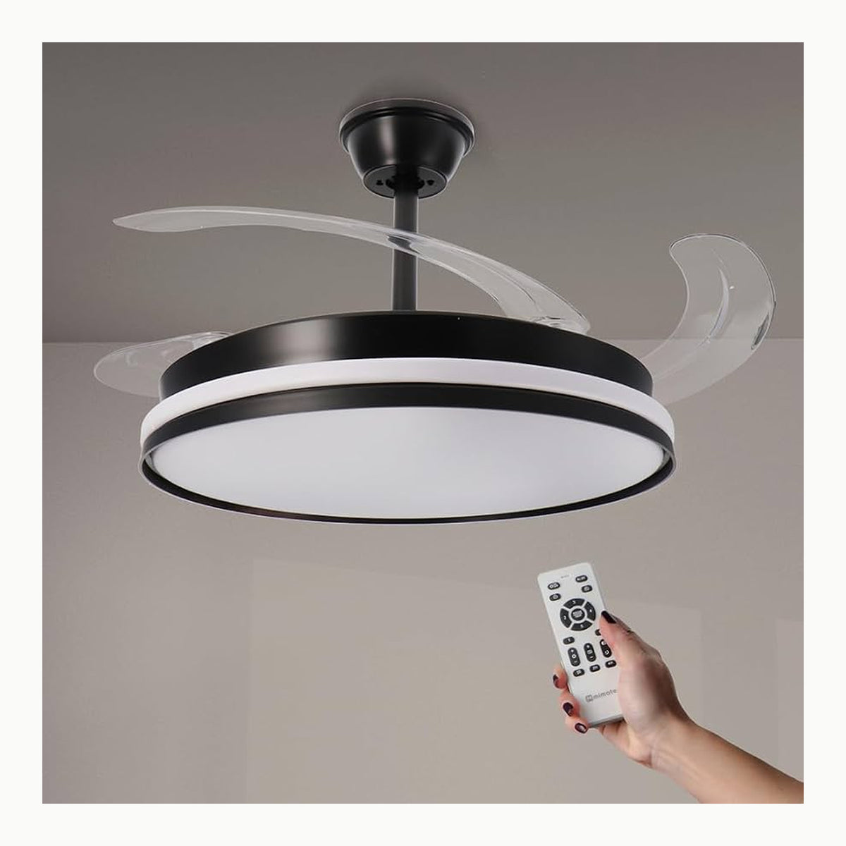 M mimotec - Ventilador de Techo Led White Aqua 66W con luz, mando a