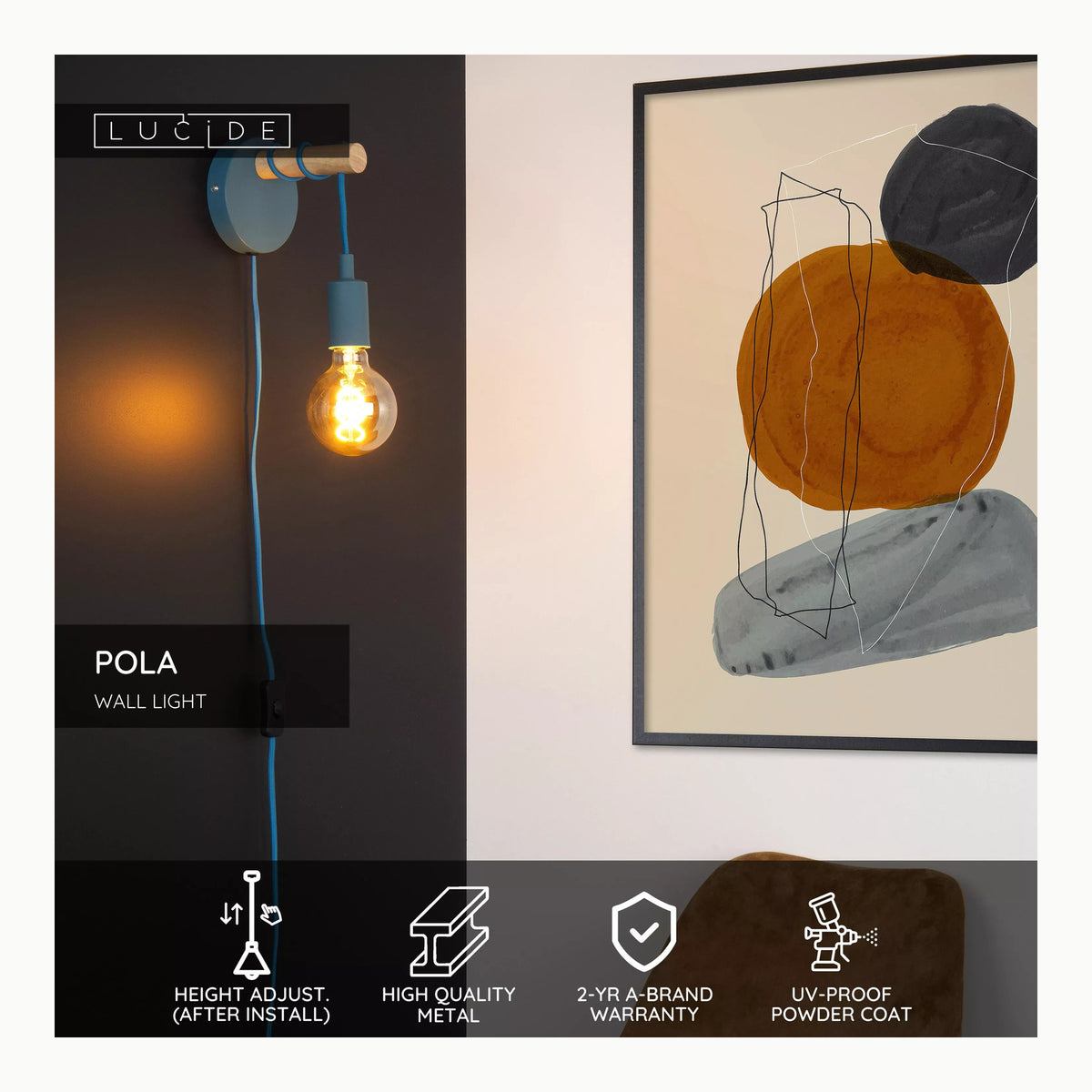 Pola Lámpara Infantil LUCIDE POLA - Lámpara de pared Infantil - 1xE27