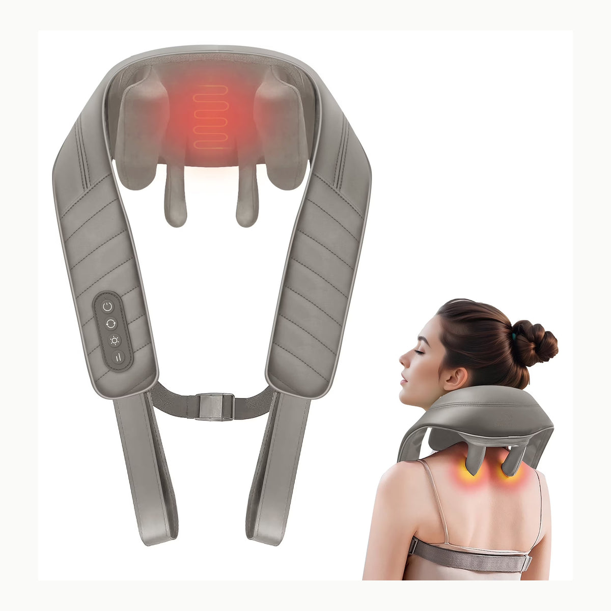 Snailax Masajeador Cervical y Espalda con Calor, Cojín de Masaje