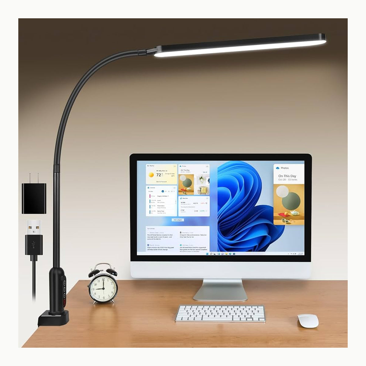 BIENSER - Lámpara de escritorio LED, 10 W, cargador de inducción y