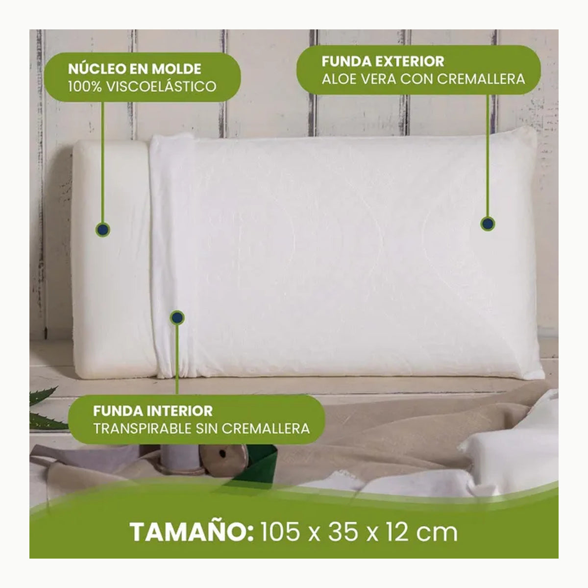 Savel - Almohada Antiácaros con Tejido 100% algodón \| Firmeza Media