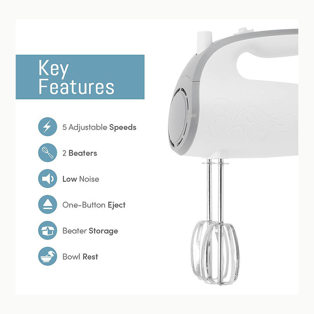 Elite Gourmet EHM-003X Batidora de mano eléctrica ultrapotente de 5