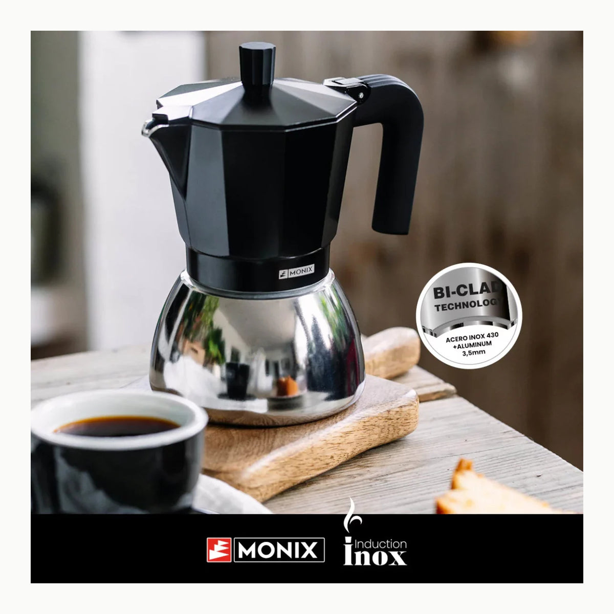 Monix Induction Express Cafetera italiana de inducción, aluminio
