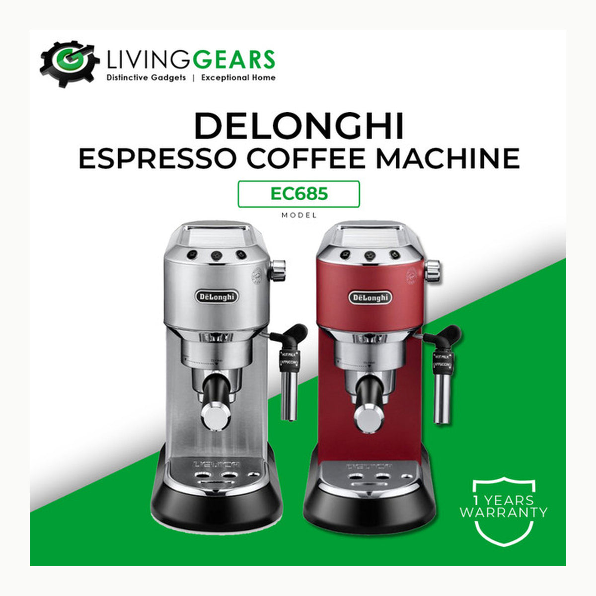 Dedica EC685.R De'Longhi Dedica - Cafetera de Bomba de Acero