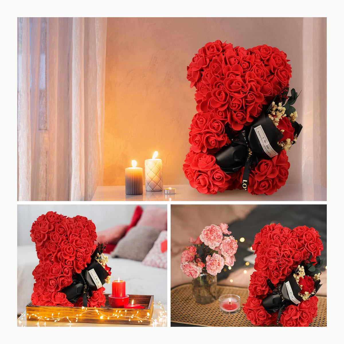 ASANMU Oso de Rosas, Oso de Peluche Rosa Regalo de Oso Rosa Creativo