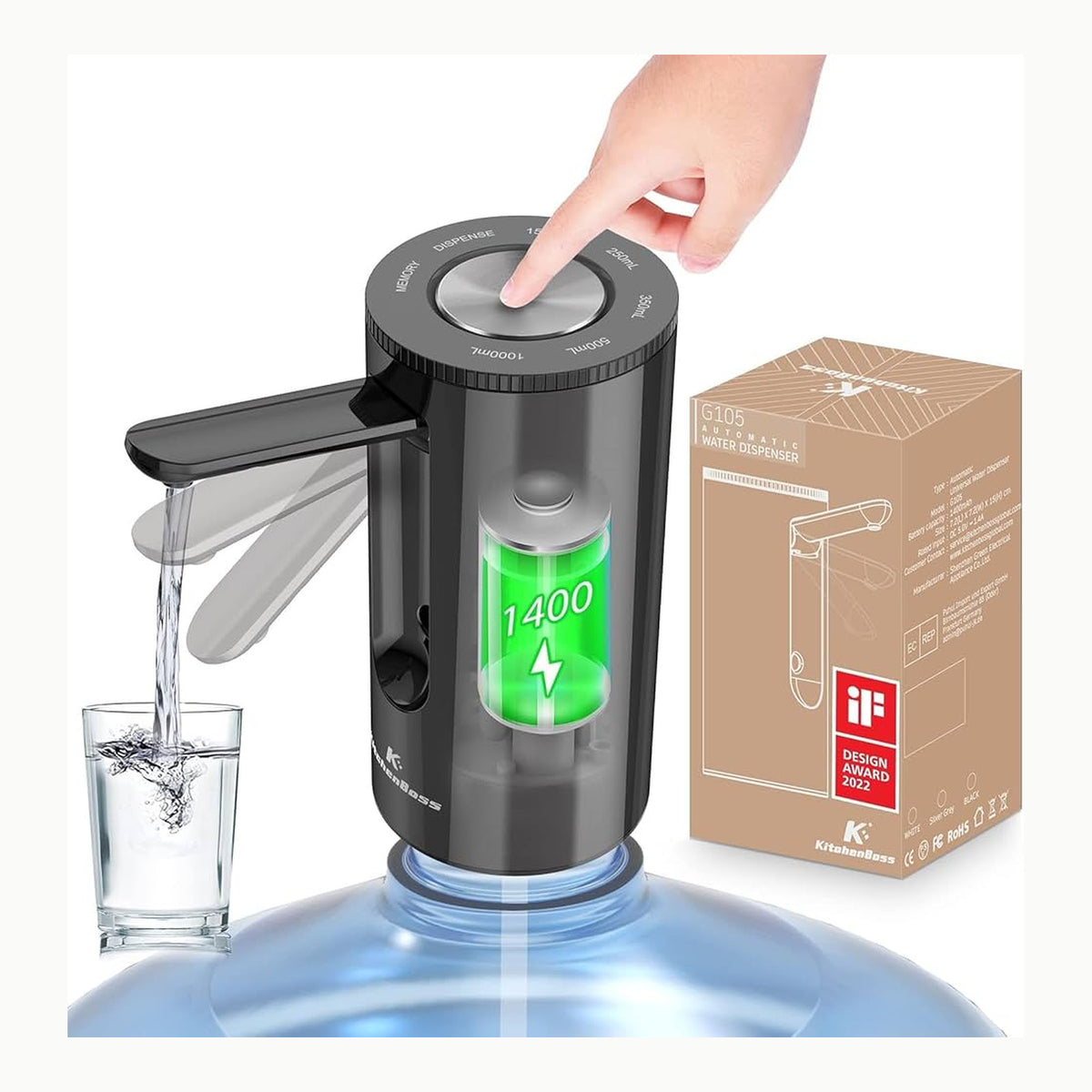 KitchenBoss-Dispensador de Agua Electrico-Bomba Agua Garrafa: