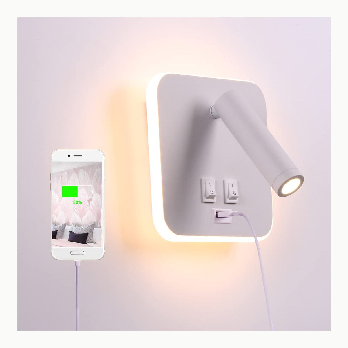 TWSXTE Bañador de pared Dormitorio Interruptor volvible apliques de