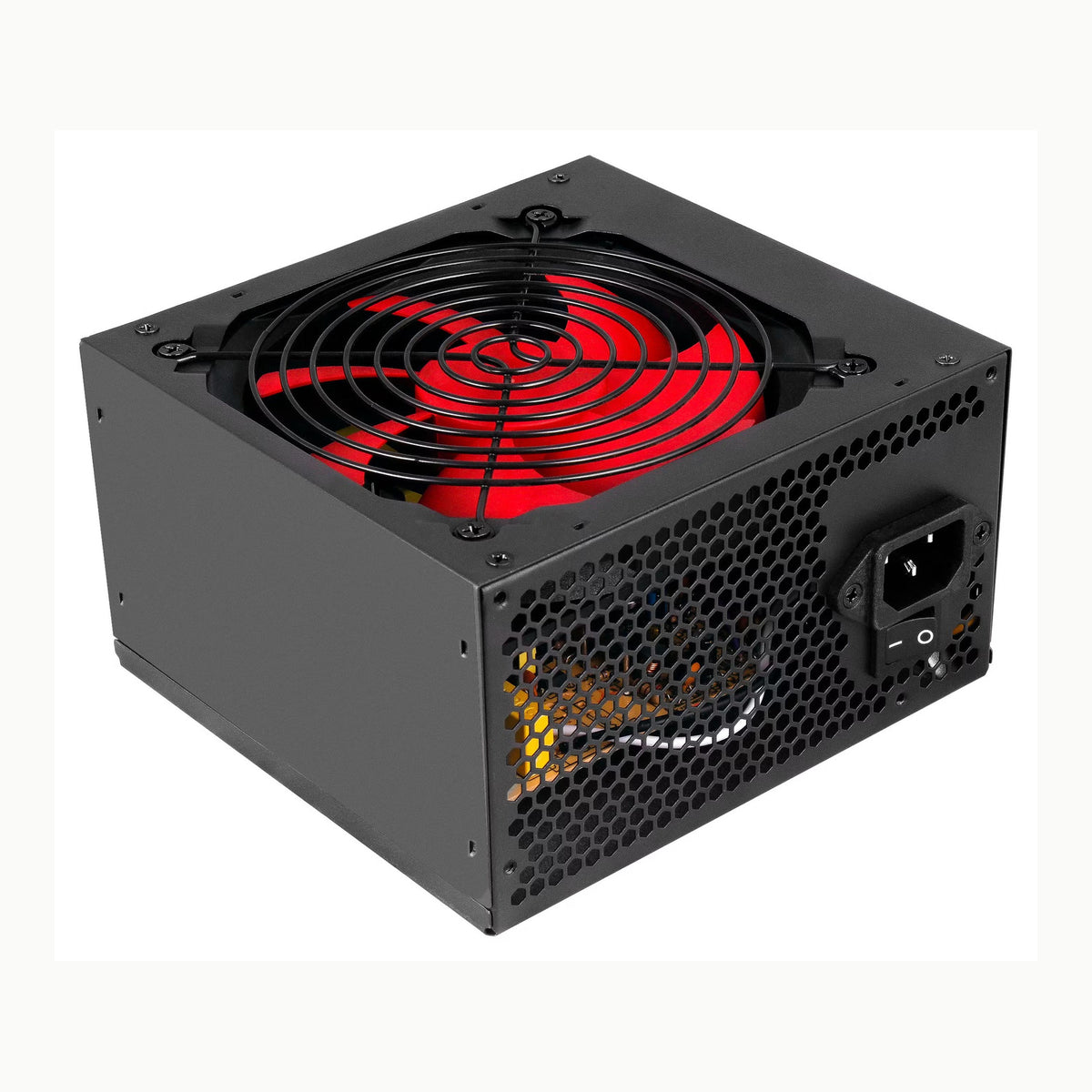 bloque negro Bloque de alimentación ATX negro con ventilador rojo