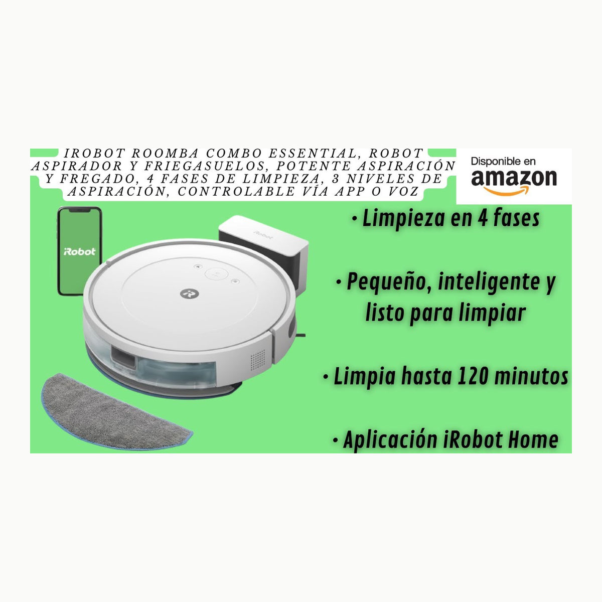 iRobot Roomba Combo Essential, Robot Aspirador y friegasuelos