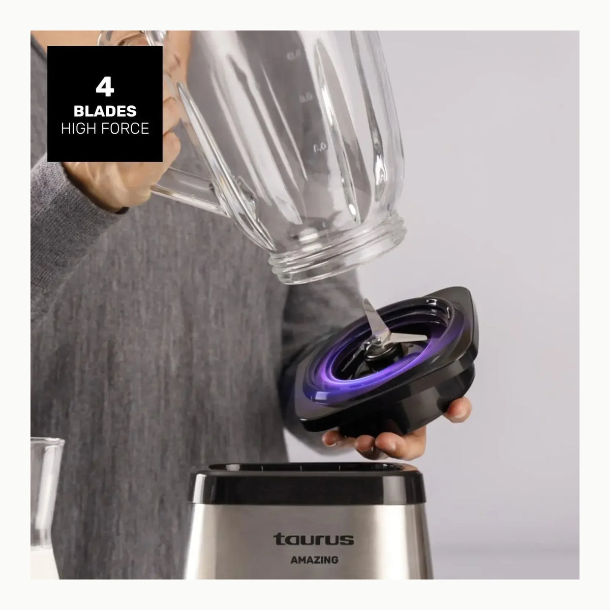 Taurus Amazing - Batidora de vaso JB1200XC, 1200W, Jarra de cristal