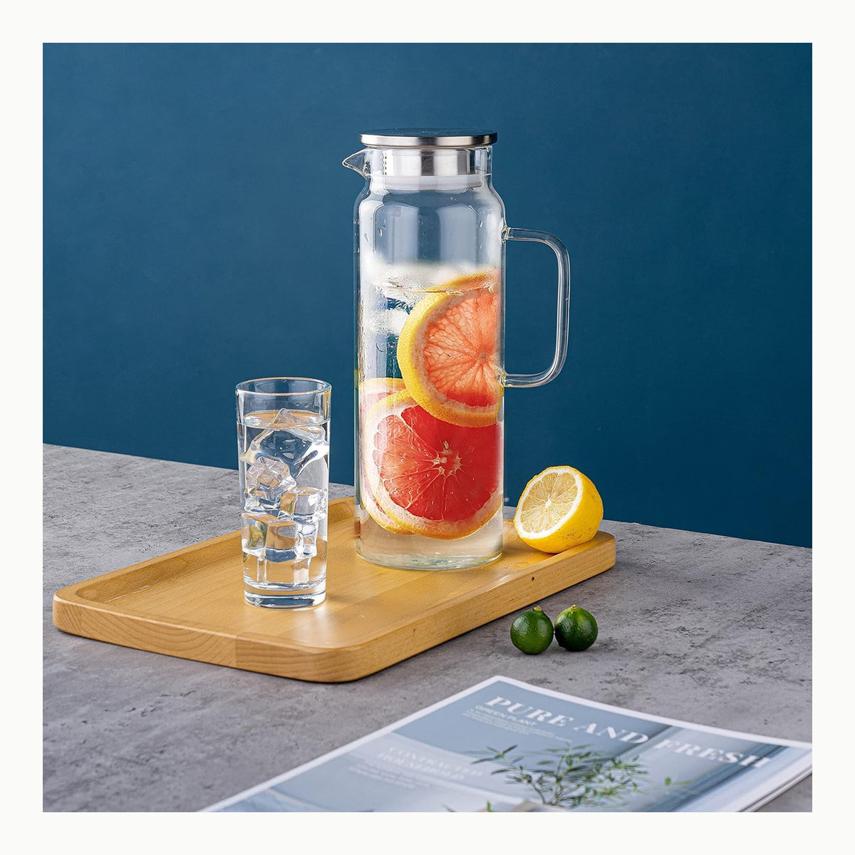 Litimkat 1.5 L Jarras Agua Cristal, jarra de agua con tapa sellada