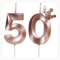 Vela de Cumpleaños 50 Dorado 3D para Pasteles, Decoraciones para
