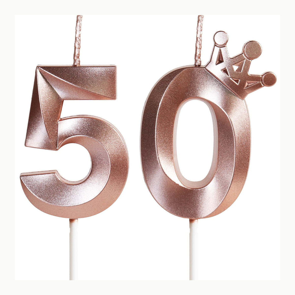 Vela de Cumpleaños 50 Dorado 3D para Pasteles, Decoraciones para