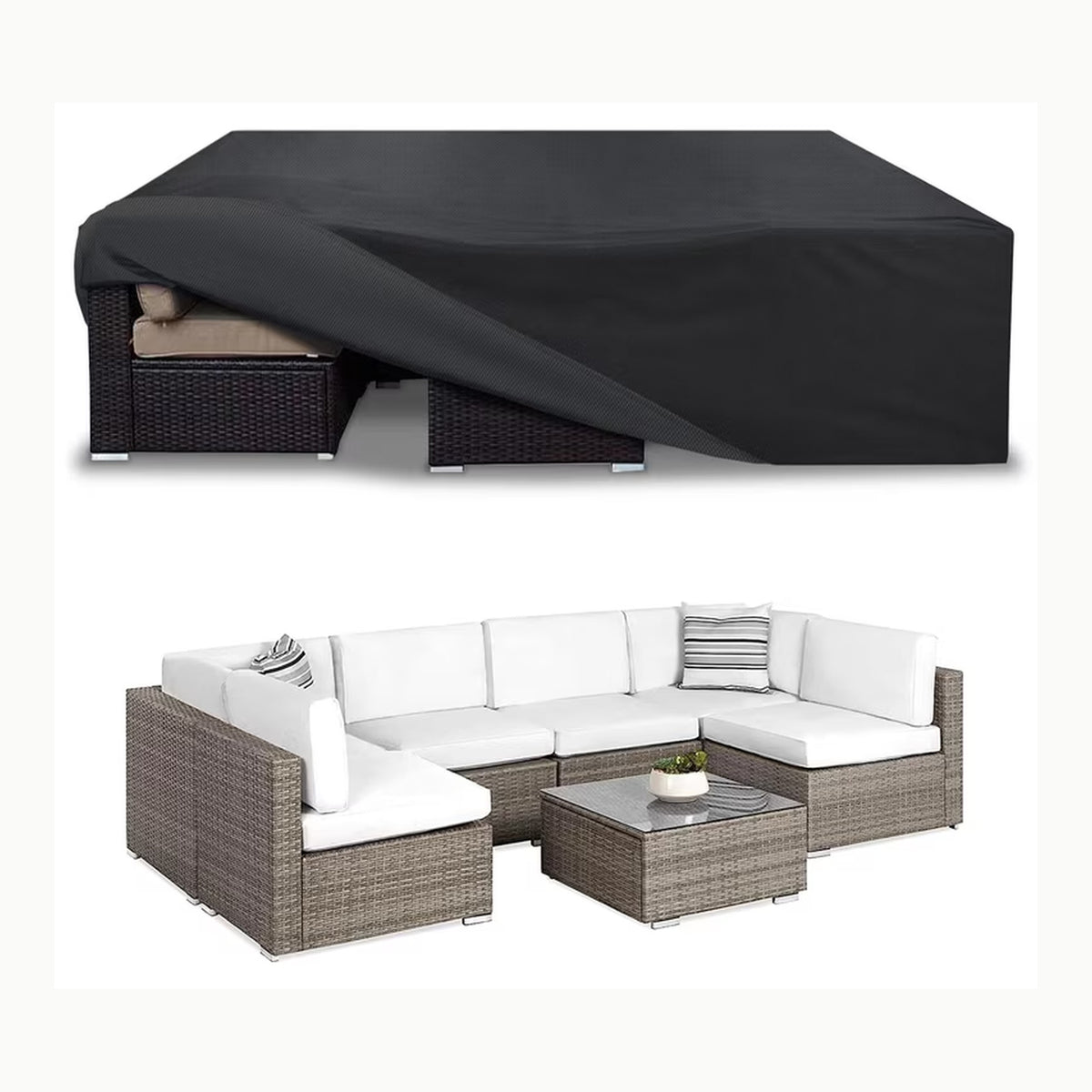 n8n Cubierta de Muebles de jardín en Forma de L,Cubierta Impermeable