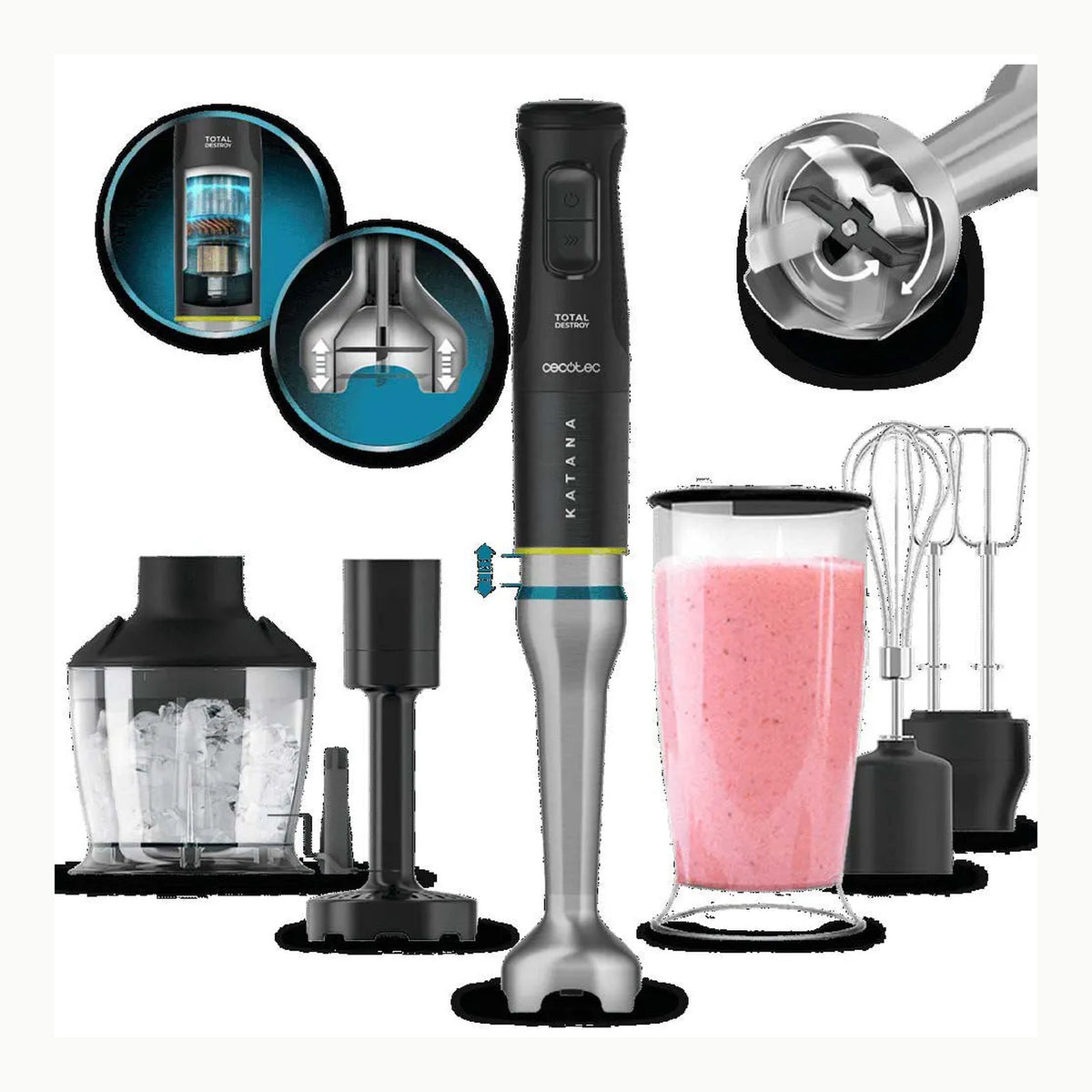 Cecotec Batidora de mano Power TitanBlack 1200 XL Cream. 1200 W